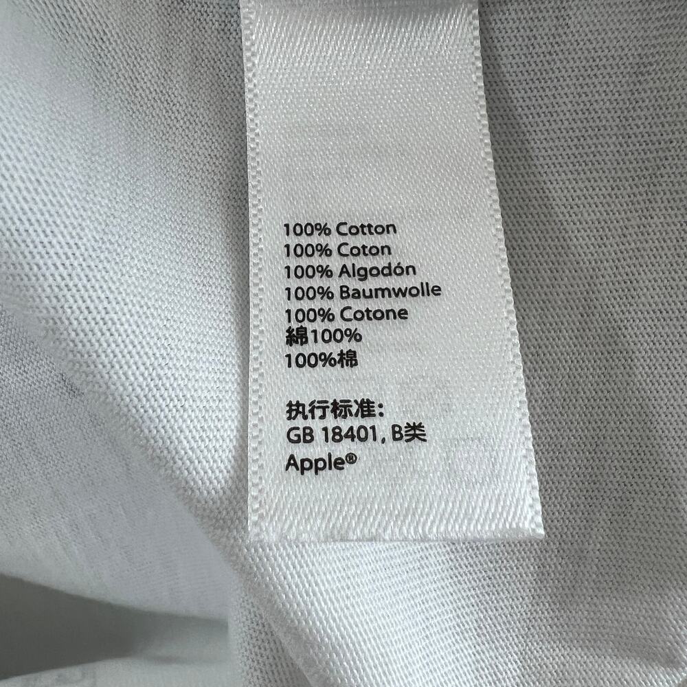 APPLE White Cotton Crewneck Short Sleeve Graphic Print Casual T-Shirt Size S - Picture 7 of 8